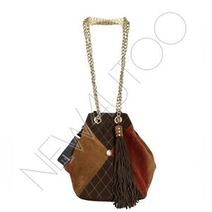 MyChoice Italy NEW Eyes Suede Chain Drawstring Tassel Bucket Convertible